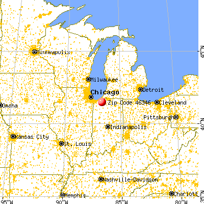 Kingsford Heights, IN (46346) map from a distance