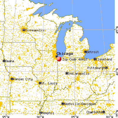 Merrillville, IN (46410) map from a distance