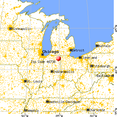 Garrett, IN (46738) map from a distance
