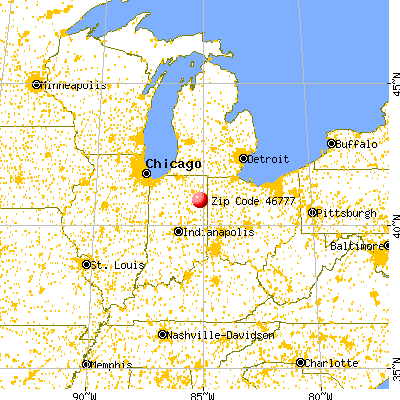 Ossian, IN (46777) map from a distance