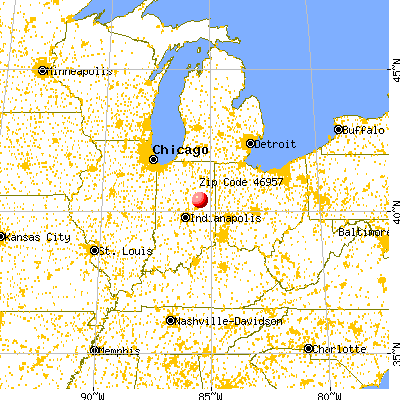 Matthews, IN (46957) map from a distance