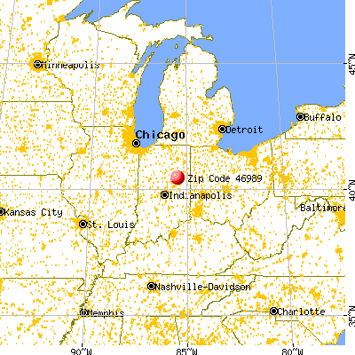 Upland, IN (46989) map from a distance