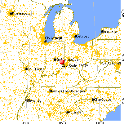 Metamora, IN (47030) map from a distance