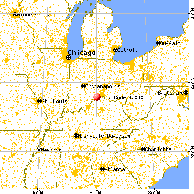 Rising Sun, IN (47040) map from a distance