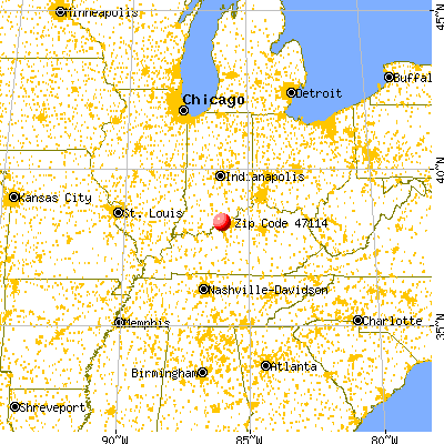 Crandall, IN (47114) map from a distance