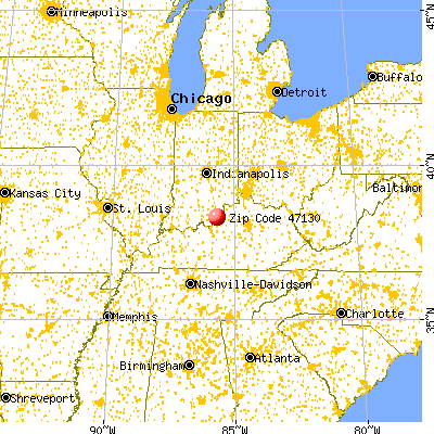 Jeffersonville, IN (47130) map from a distance