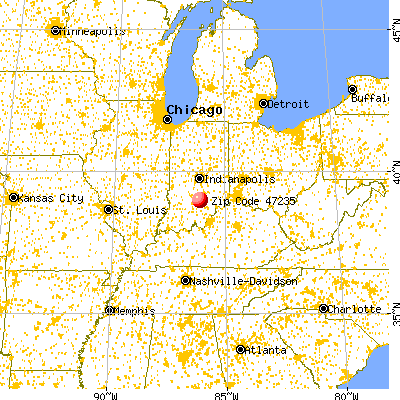 Freetown, IN (47235) map from a distance