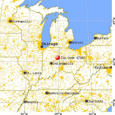 Pennville, IN (47369) map from a distance