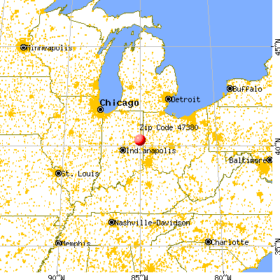 Ridgeville, IN (47380) map from a distance