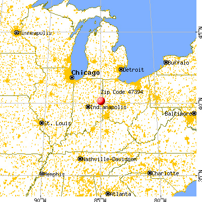 Winchester, IN (47394) map from a distance