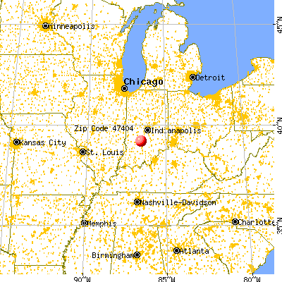 Bloomington, IN (47404) map from a distance