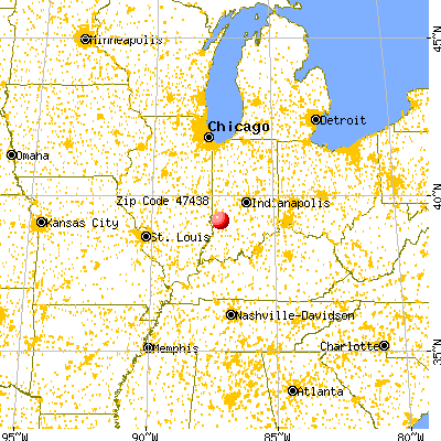 Coalmont, IN (47438) map from a distance