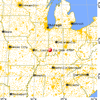 Wheatland, IN (47597) map from a distance