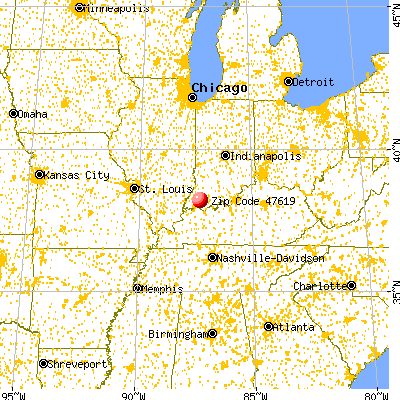 Lynnville, IN (47619) map from a distance