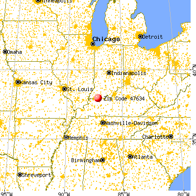 Hatfield, IN (47634) map from a distance