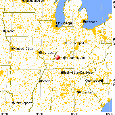 Evansville, IN (47715) map from a distance