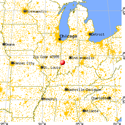 Hymera, IN (47855) map from a distance