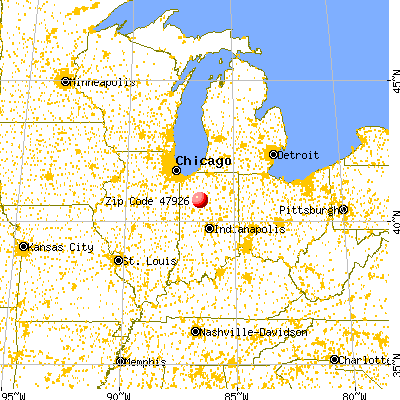 Burnettsville, IN (47926) map from a distance