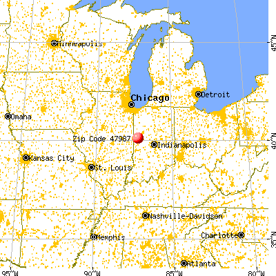 Veedersburg, IN (47987) map from a distance