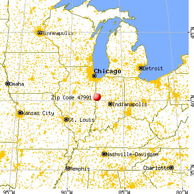 West Lebanon, IN (47991) map from a distance