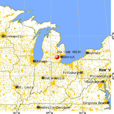 Dexter, MI (48130) map from a distance
