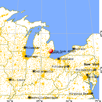 Sterling Heights, MI (48310) map from a distance