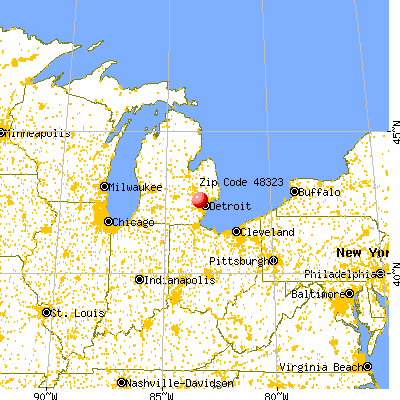 Orchard Lake Village, MI (48323) map from a distance