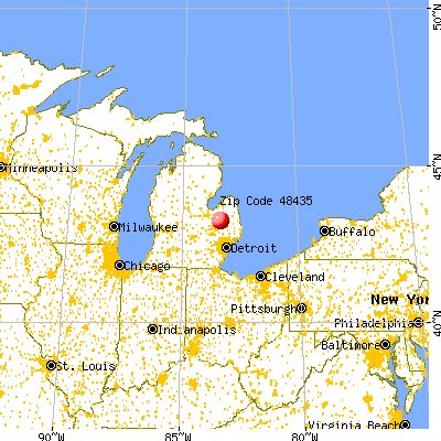 Fostoria, MI (48435) map from a distance