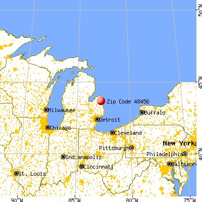 Minden City, MI (48456) map from a distance