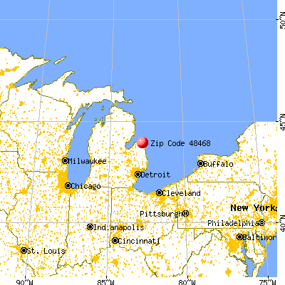 Port Hope, MI (48468) map from a distance