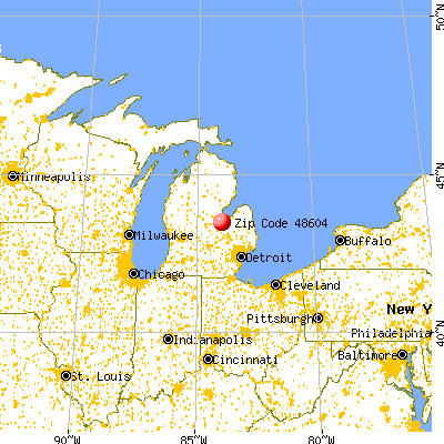 Zilwaukee, MI (48604) map from a distance