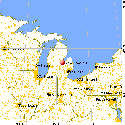 Shields, MI (48609) map from a distance