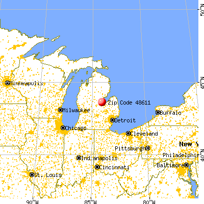 Auburn, MI (48611) map from a distance