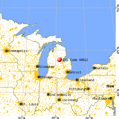Beaverton, MI (48612) map from a distance