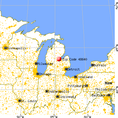 Midland, MI (48640) map from a distance