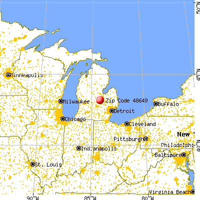 Oakley, MI (48649) map from a distance