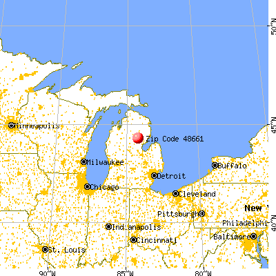West Branch, MI (48661) map from a distance