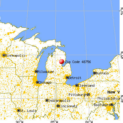 Skidway Lake, MI (48756) map from a distance