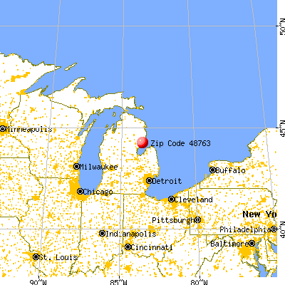 Tawas City, MI (48763) map from a distance