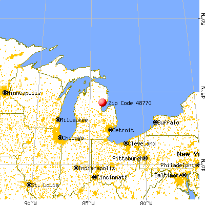 Whittemore, MI (48770) map from a distance