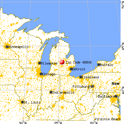 Ashley, MI (48806) map from a distance