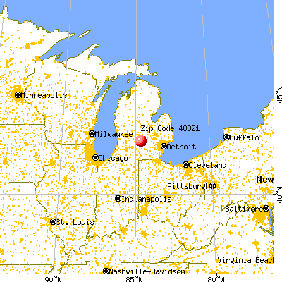 Dimondale, MI (48821) map from a distance