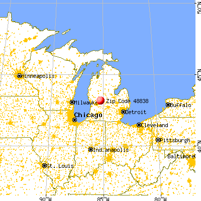 Greenville, MI (48838) map from a distance