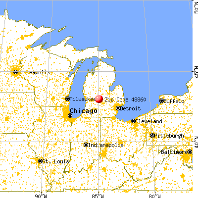 Muir, MI (48860) map from a distance
