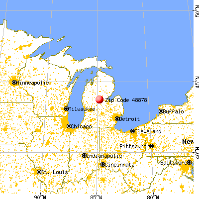 Rosebush, MI (48878) map from a distance