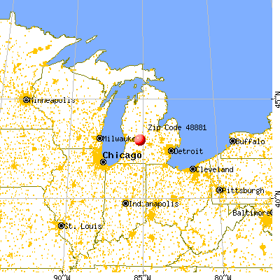 Saranac, MI (48881) map from a distance