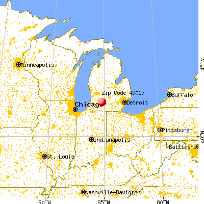 Battle Creek, MI (49017) map from a distance