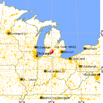 Bellevue, MI (49021) map from a distance