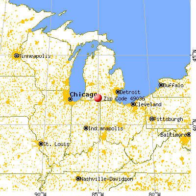 Coldwater, MI (49036) map from a distance