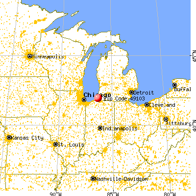 Berrien Springs, MI (49103) map from a distance